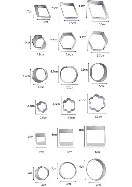 Mini Geometrik Şekilli Kurabiye Bisküvi Kesici Seti 24 Sayım Fırın Metal Kalıpları (Dikdörtgen) (Yurt Dışından) fiyatları