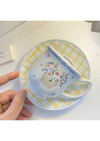 Kızlar Sevimli Seramik Kahve Fincanı ve Tabağı Seti Retro Ingilizce Çay Espresso Kupalar Öğleden Sonra Çay Kupası Porselen | Kahve Kupası ve Amp;tabak Setleri (Yurt Dışından)