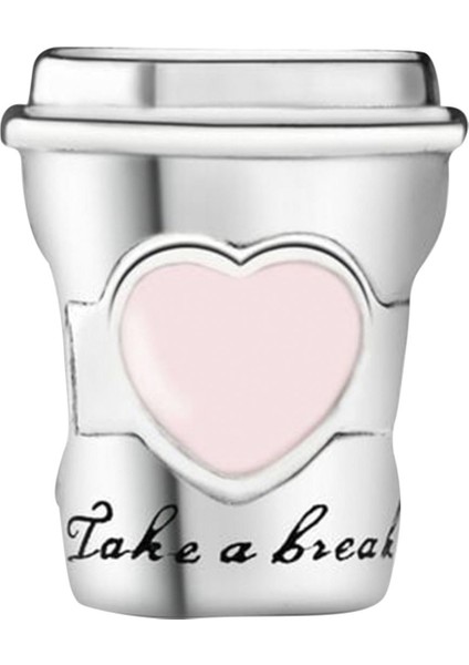 Cup With Pink Heart Gümüş Charm NUR-BL10016 fiyatları