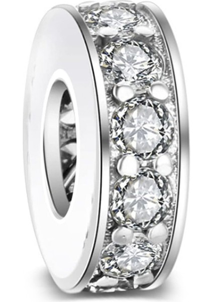 Taşlı Klips Gümüş Charm NUR-BL00349