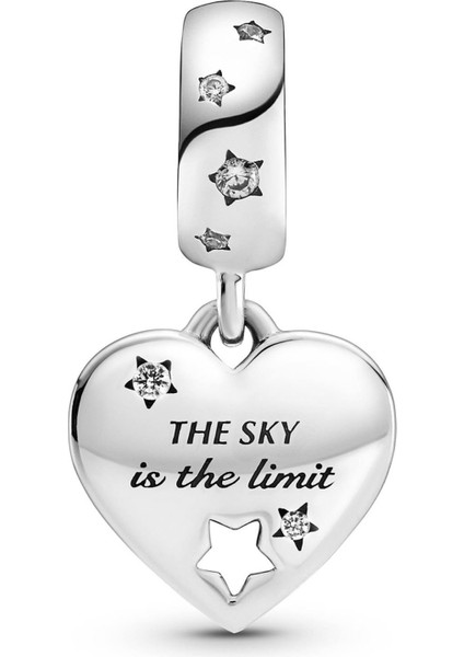 You Did İt Yazılı Yıldız Detay Sallantılı Kalp Gümüş Charm NUR-BL00133 fiyatları