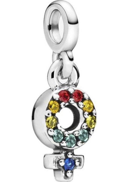 Rengarenk Kadın Sembol Me Gümüş Charm NUR-BL00128