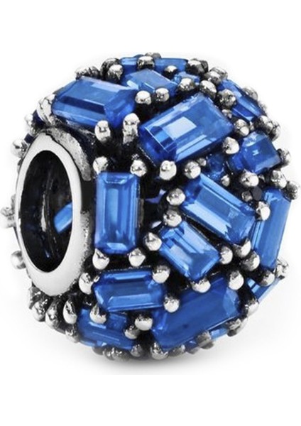 Pave Baget Taşlı Gümüş Charm NUR-BL12403