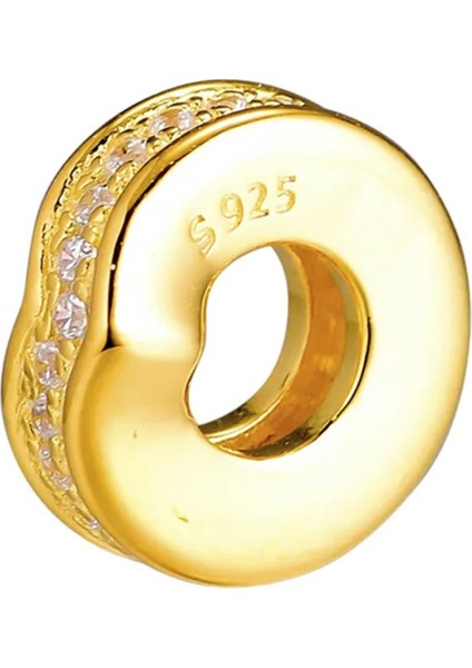 Gold Renk İnce Taşlı Gümüş Charm NUR-BL01013 fiyatları