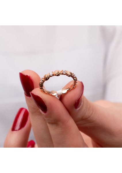 Rose Renk İstiridye Gümüş Yüzük NUR-YZ00131 modelleri
