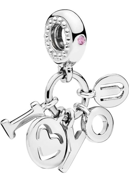 I Love You Sallantılı Gümüş Charm NUR-BL01278