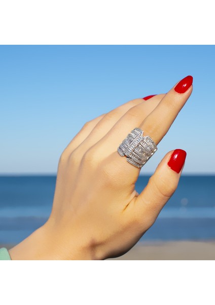 Pırlanta Montür Gümüş Yüzük NUR-YZ00616