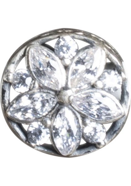 Çiçekli Gümüş Charm NUR-BL00014