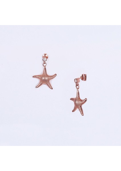 Rose Deniz Yıldızı Gümüş Küpe NUR-KP00677