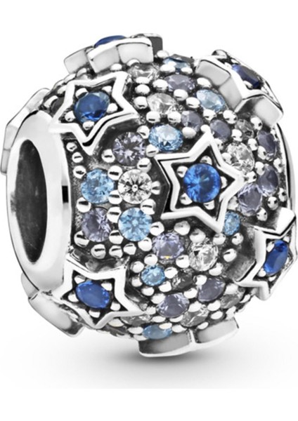 Mavi Yıldızlı Gümüş Charm NUR-BL12463