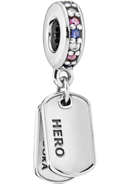 Kahraman Köpek Künyesi Sallantılı Gümüş Charm NUR-BL12468