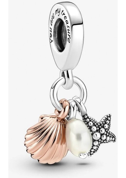 Deniz Kabuğu, Deniz Yıldızı ve İncili Gümüş Charm NUR-BL00282