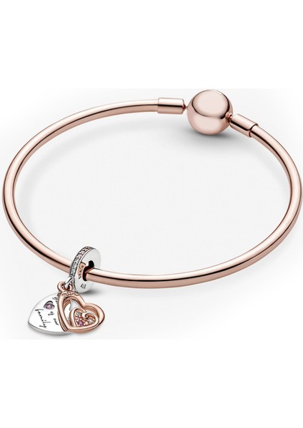 İç İçe Kalpler Sallantılı Gümüş Charm NUR-BL00273 modelleri