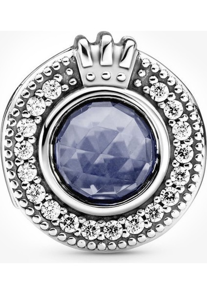 Mavi Taşlı Yuvarlak Gümüş Charm NUR-BL00271 fiyatları