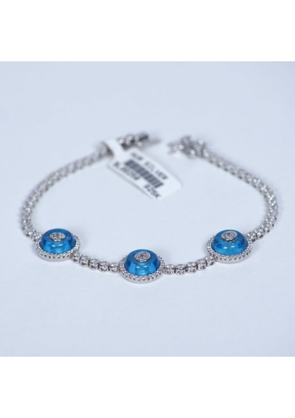 Üçlü Cam Göz Gümüş Bileklik NUR-BL00258
