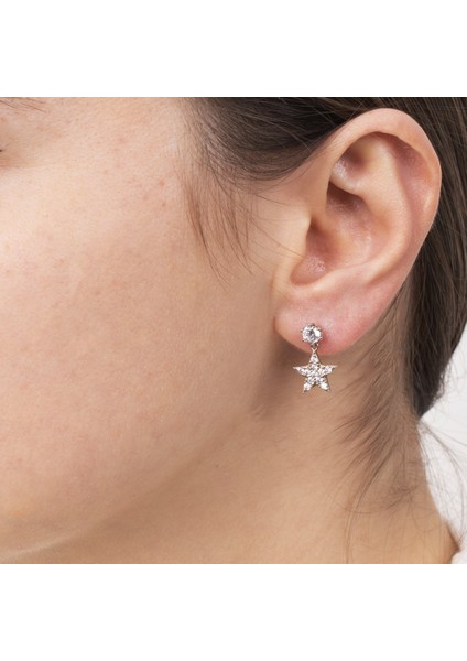 Sallantılı Yıldız Gümüş Küpe NUR-KP00130