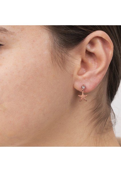 Taş Detay Sallantılı Deniz Yıldızı Gümüş Küpe NUR-KP11127