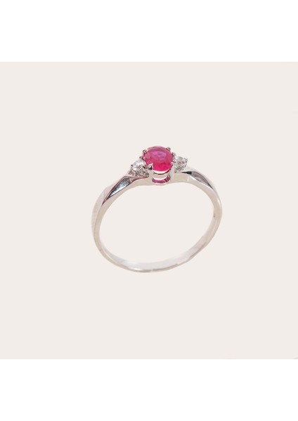 Pembe Taşlı Gümüş Yüzük NUR-YZ00313