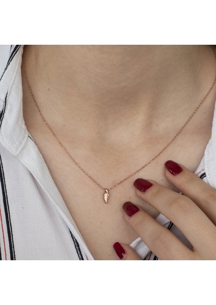 Rose Gold Yaprak Gümüş Kolye NUR-KL00372