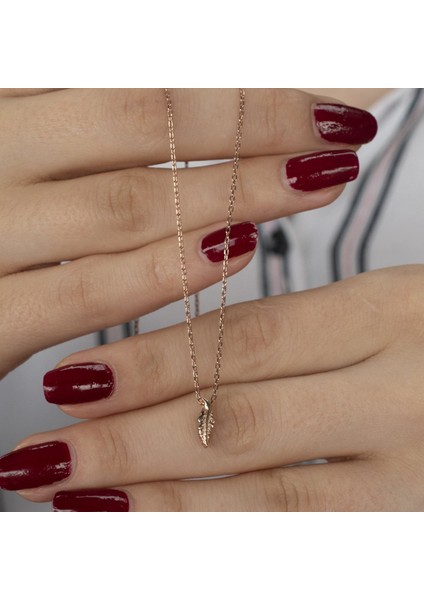 Rose Gold Yaprak Gümüş Kolye NUR-KL00372 fiyatları