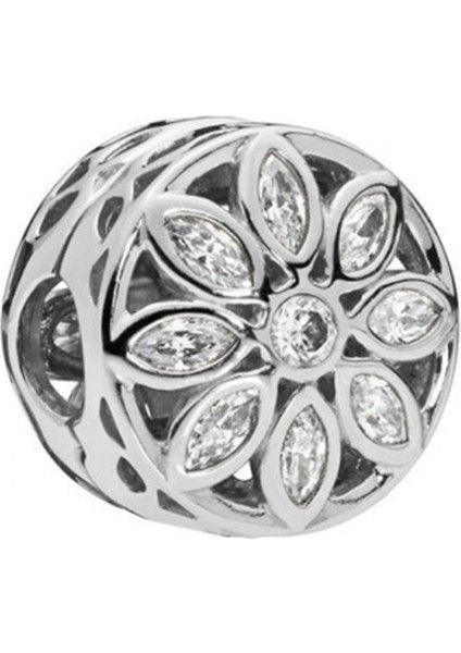 Işıltılı Çiçek Gümüş Charm NUR-BL12482