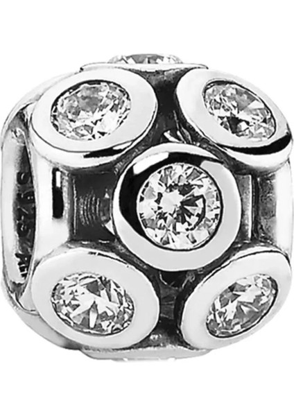 Yuvarlak Taşlı Gümüş Charm NUR-BL12100