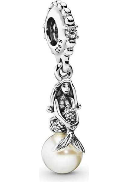 İncili Deniz Kızı Gümüş Charm NUR-BL12495