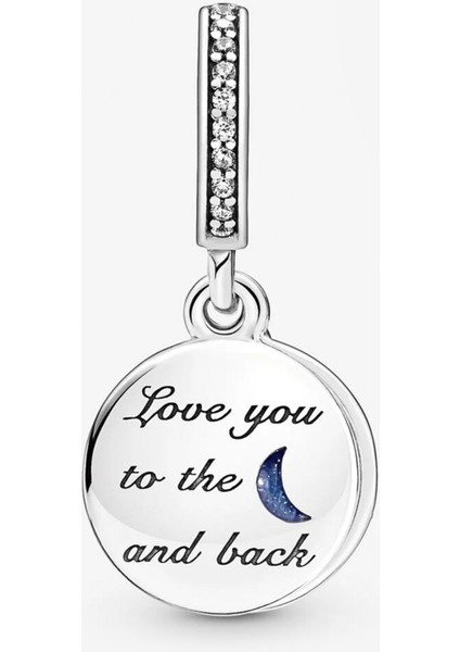 Mavi Gece Gökyüzü, Hilal ve Yıldızlar Sallantılı Gümüş Charm NUR-BL00241 fiyatları