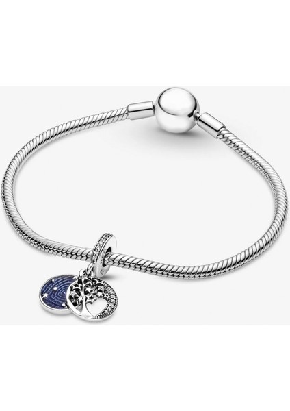 Mavi Gece Gökyüzü, Hilal ve Yıldızlar Sallantılı Gümüş Charm NUR-BL00241 modelleri