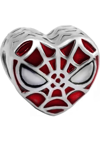 Örümcek Adam Kalpli Gümüş Charm NUR-BL00006