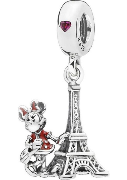 Minnie ve Eyfel Kulesi Gümüş Charm NUR-BL00955