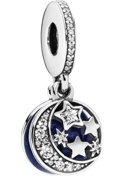 Ay Yıldız Sallantılı Gümüş Charm NUR-BL10040