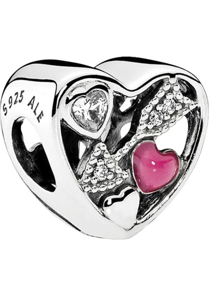 Kalp İçinde Ok Gümüş Charm NUR-BL00254
