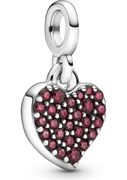 Pembe Taşlı Kalp Me Gümüş Charm NUR-BL07709