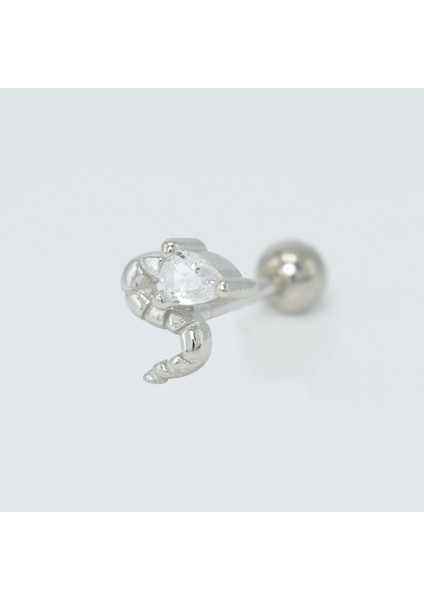 Yılan Tragus Gümüş Küpe NUR-KP00013