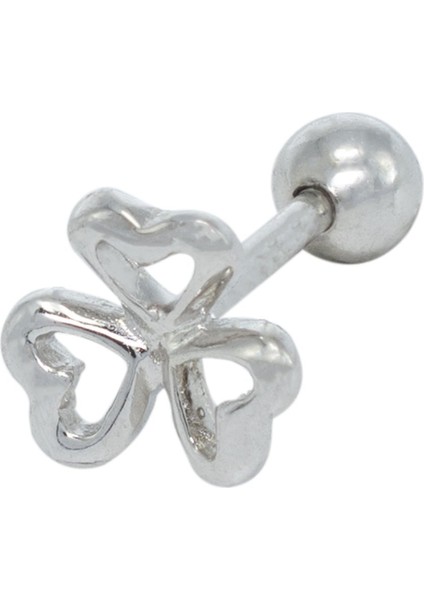 Üç Yapraklı Tragus Gümüş Küpe NUR-KP02039