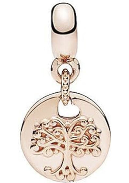 Rose Renkli Sallantılı Hayat Ağacı Gümüş Charm NUR-BL12411