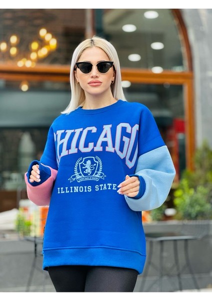 Chicago Baskılı Kadın Sweatshirt Çok Renkli