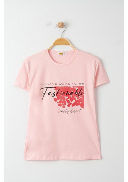 13-16 Yaş Baskılı Çocuk T-Shirt Pembe - 824120.1576.