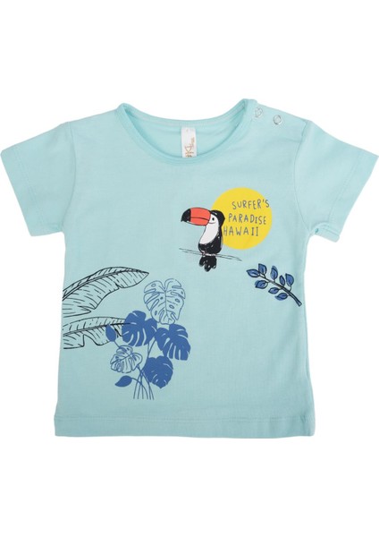 Papağan Kuş Baskılı Pamuklu T-Shirt