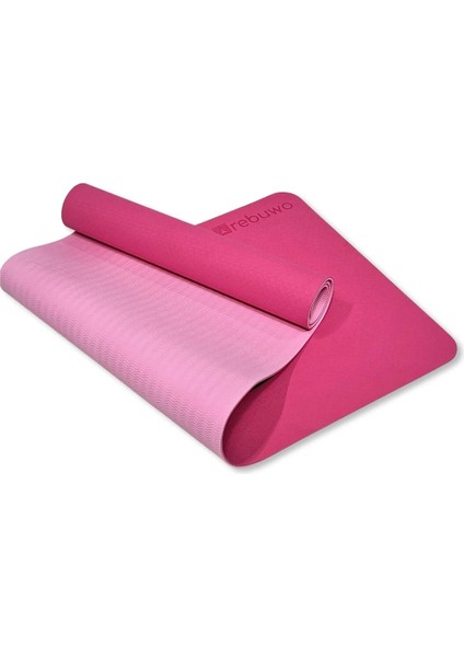 Çift Taraflı 6mm TPE Kaydırmaz Yoga Matı Pilates Minderi Pembe183 X 63 cm