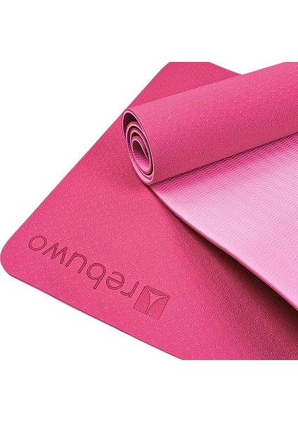 Çift Taraflı 6mm TPE Kaydırmaz Yoga Matı Pilates Minderi Pembe183 X 63 cm