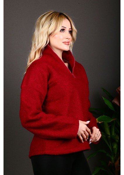Yarım Fermuarlı Kadın Sweatshirt Kıvırcık Kumaş fiyatları