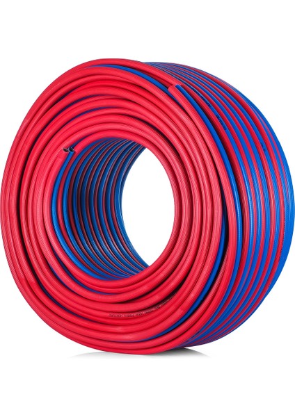 Çiftli Termo Hava Hortumu Iç Çaplar : 10-10 mm ( 3/8 Inch ) 100 Metre Kırmızı -Mavi