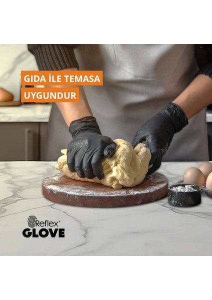 Flex Eldiven Tek Kullanımlık Pudrasız Siyah L - XL Beden Eldiven 4 x 100'lü