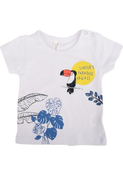 Papağan Kuş Baskılı Pamuklu T-Shirt fırsatları