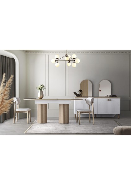Lotus Modern Açılır Yemek Masası 90X170CM (Sandalyeler Fiyata Dahil Değildir.)
