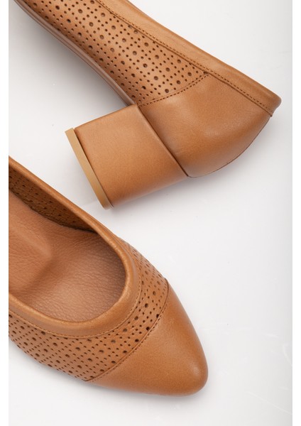 Kadın Deri Delikli Topuklu Ayakkabı 2863 Topuklu Ayakkabı Taba 41 fırsatları