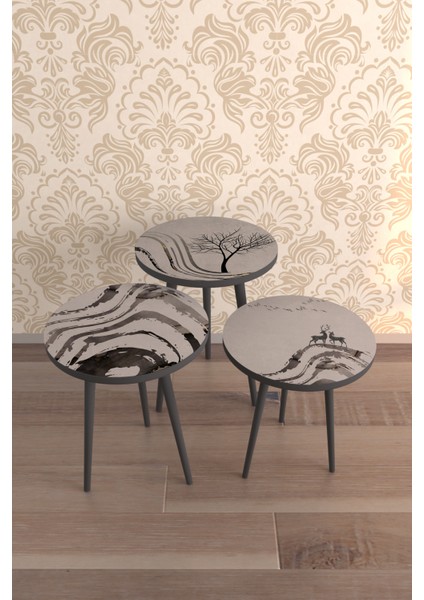 Black & White Desenli Zigon Sehpa