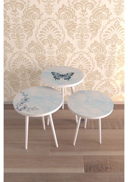 Blue Marble Design Desenli Zigon Sehpa